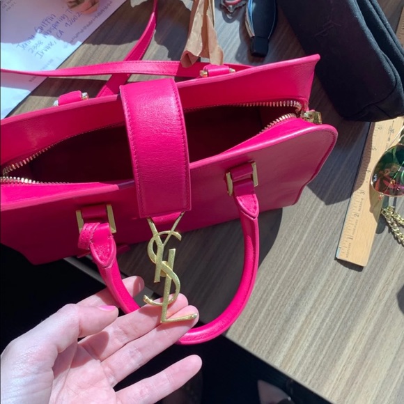 YSL Pink Monogram Calfskin Baby Cabas Bag - Picture 6 of 8